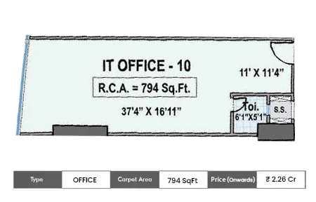 Raheja Prime Two 794 Sq.Ft. Floor Plan